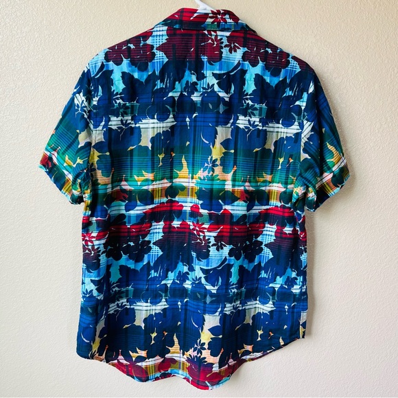 Robert Graham Men’s Medium Cul de Sack Tropical Plaid Short Sleeve Shirt - Picture 2 of 7